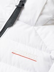 Superdry White Hooded Microfibre Padded Jacket - Image 5 of 6