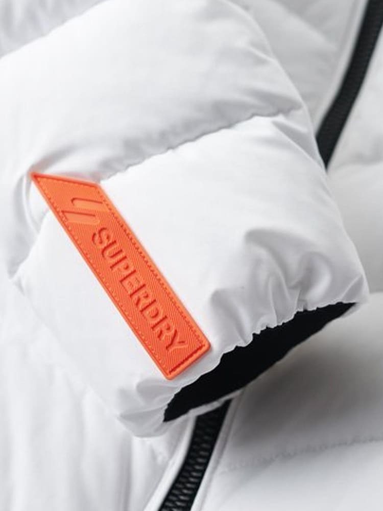 Superdry White Hooded Microfibre Padded Jacket - Image 6 of 6 Superdry White Hooded Microfibre Padded Jacket - Image 6 of 6