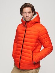 Superdry Orange Hooded Fuji Sport Padded Coat Jacket - Image 1 of 7