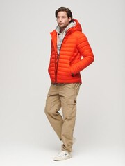 Superdry Orange Hooded Fuji Sport Padded Coat Jacket - Image 3 of 7