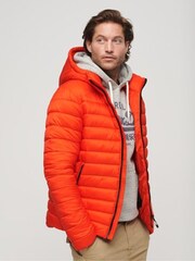 Superdry Orange Hooded Fuji Sport Padded Coat Jacket - Image 4 of 7