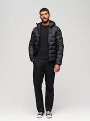 Superdry Black Short Quilted Puffer Hooded Jacket - Image 2 of 5