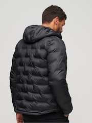 Superdry Black Short Quilted Puffer Hooded Jacket - Image 3 of 5