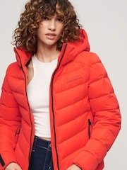 Superdry Red Hooded Microfibre Padded Jacket - Image 1 of 1