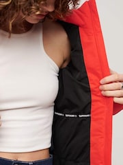 Superdry Red Hooded Microfibre Padded Jacket - Image 3 of 8