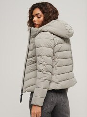 Superdry Grey Hooded Microfibre Padded Jacket - Image 2 of 5