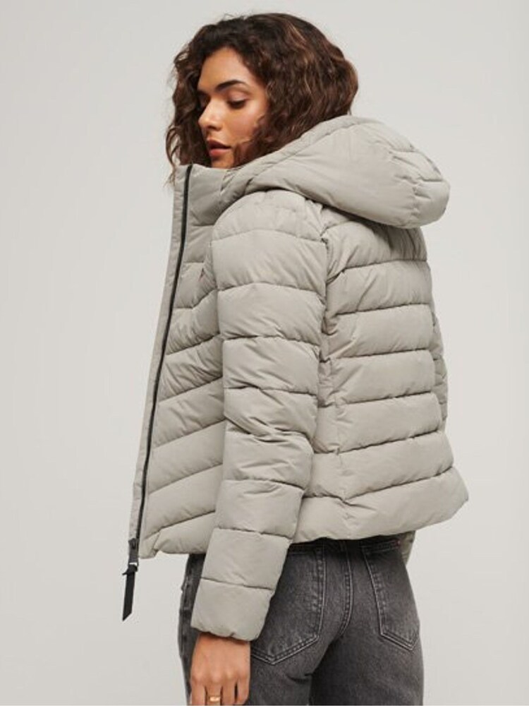 Superdry Grey Hooded Microfibre Padded Jacket - Image 2 of 5