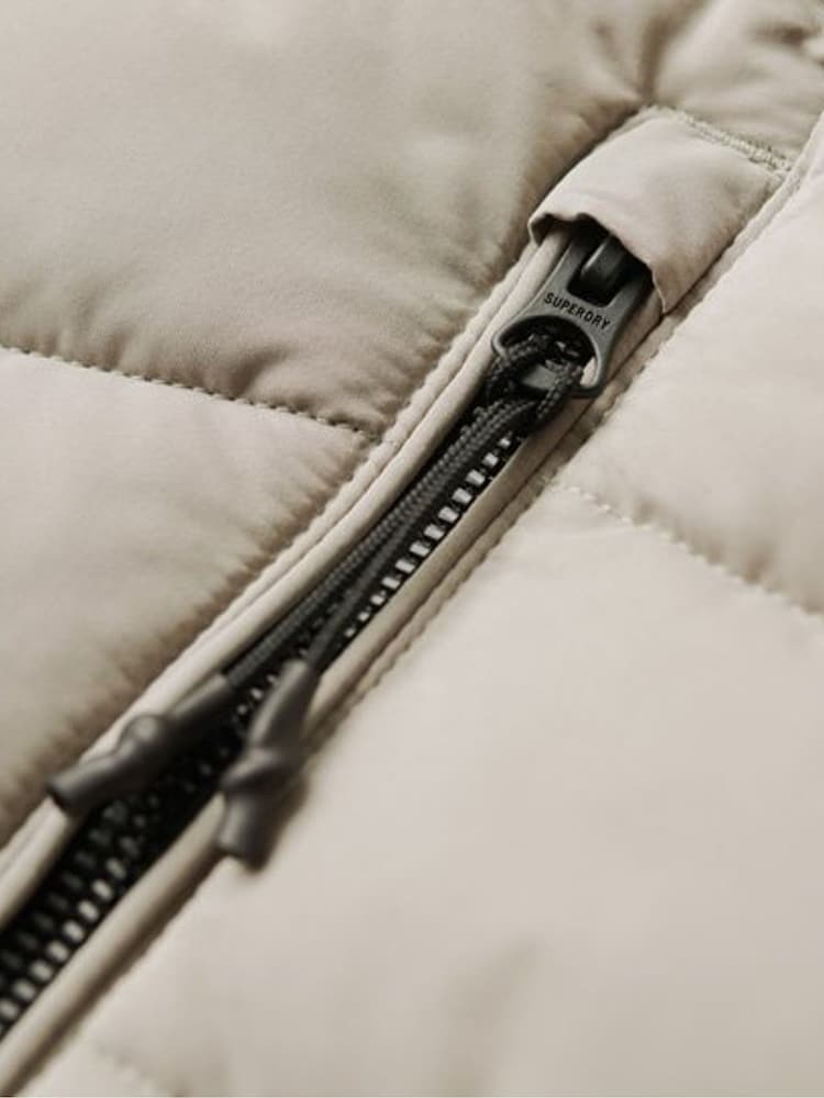 Superdry Grey Hooded Microfibre Padded Jacket - Image 5 of 5