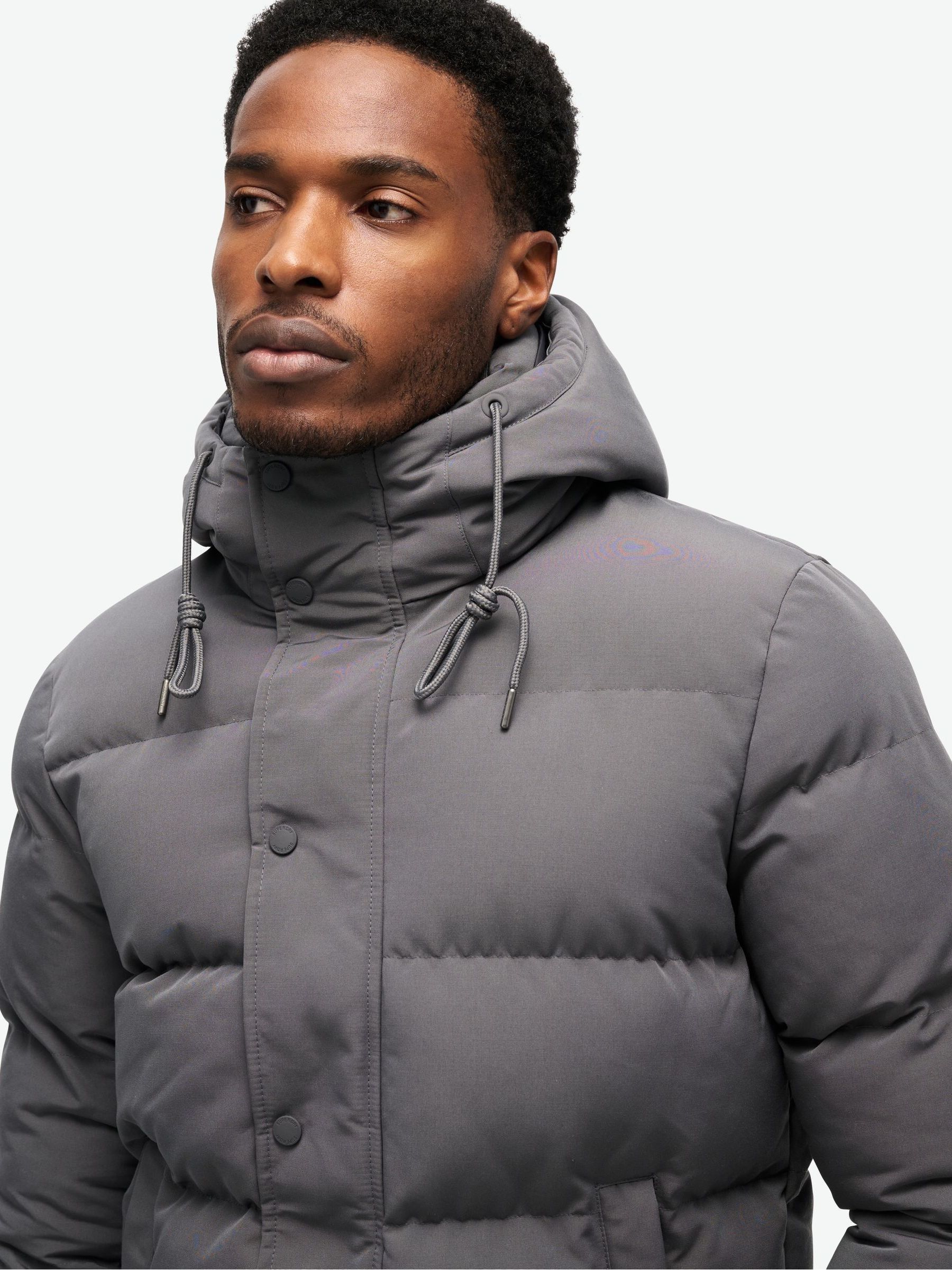 Buy Superdry Grey Everest Short Hooded Puffer Jacket from Next USA