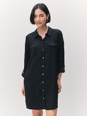 VERO MODA Black Denim Shirt Dress - Image 1 of 8