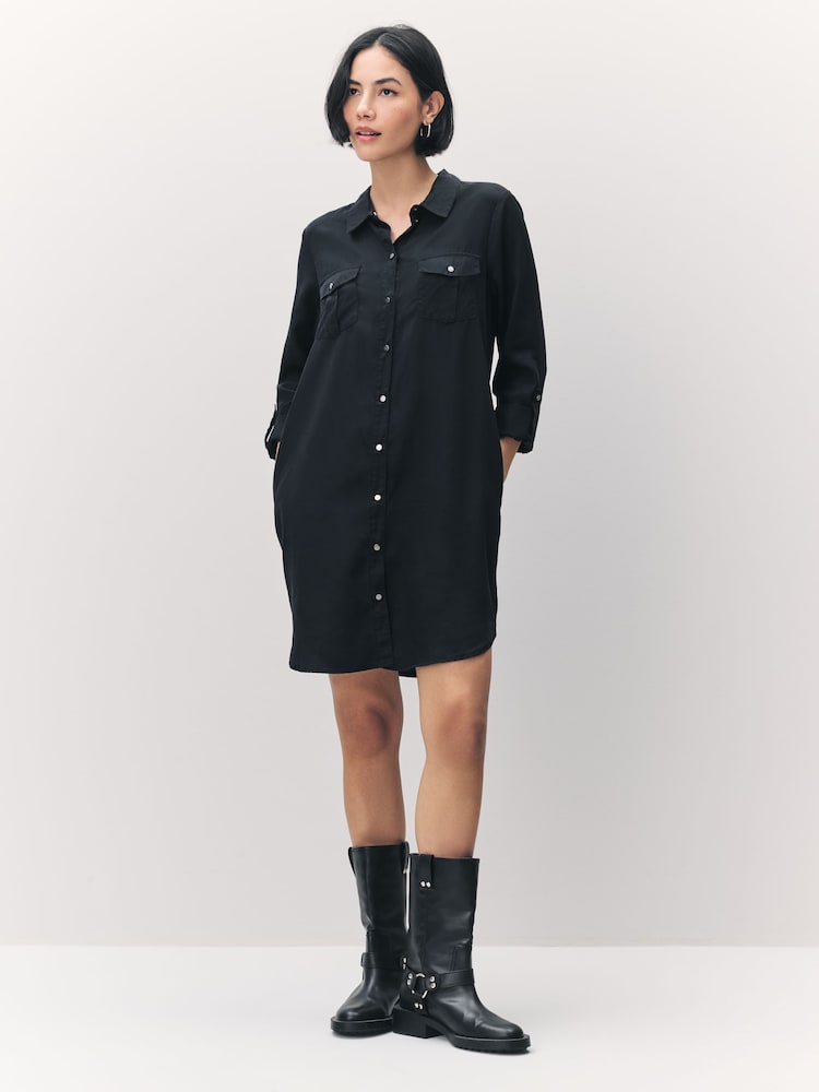 VERO MODA Black Denim Shirt Dress - Image 3 of 8
