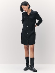 VERO MODA Black Denim Shirt Dress - Image 4 of 8