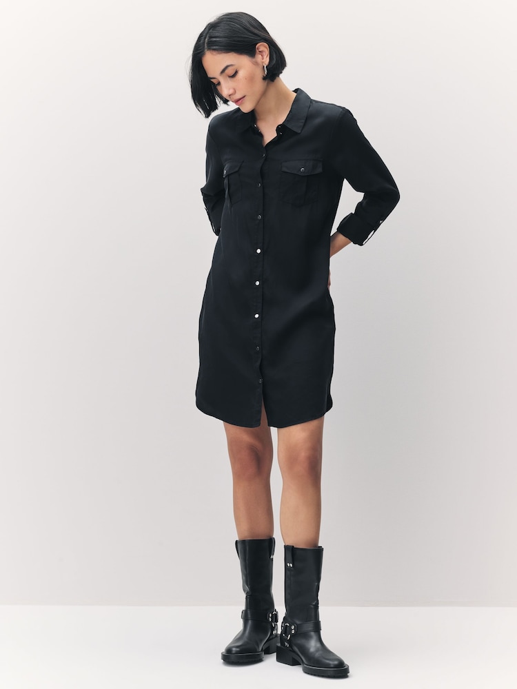 VERO MODA Black Denim Shirt Dress - Image 4 of 8