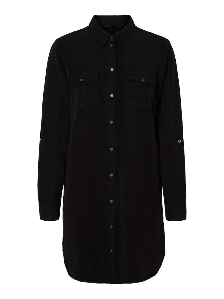 VERO MODA Black Denim Shirt Dress - Image 7 of 8