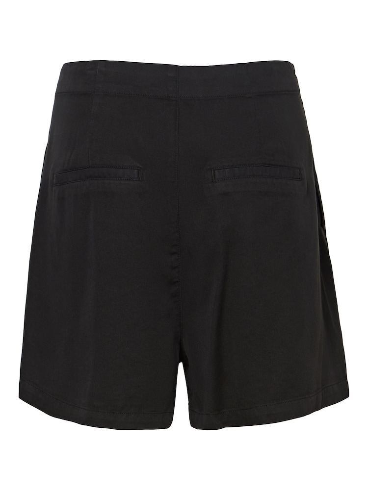 VERO MODA Black 100% Cotton Tencel Tie Front Relaxed Shorts - Image 6 of 6