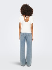 ONLY White Frill Sleeve 100% Cotton Top - Image 2 of 5