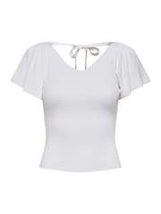 ONLY White Frill Sleeve 100% Cotton Top - Image 5 of 5