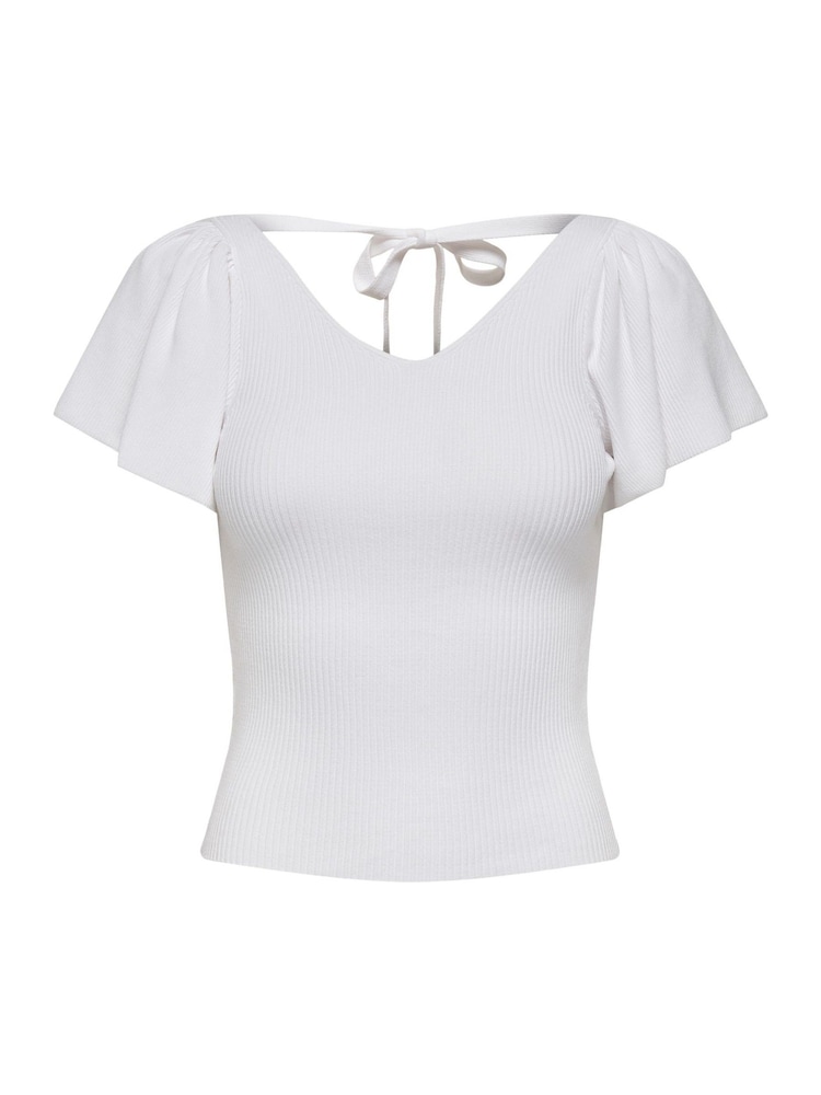 ONLY White Frill Sleeve 100% Cotton Top - Image 5 of 5