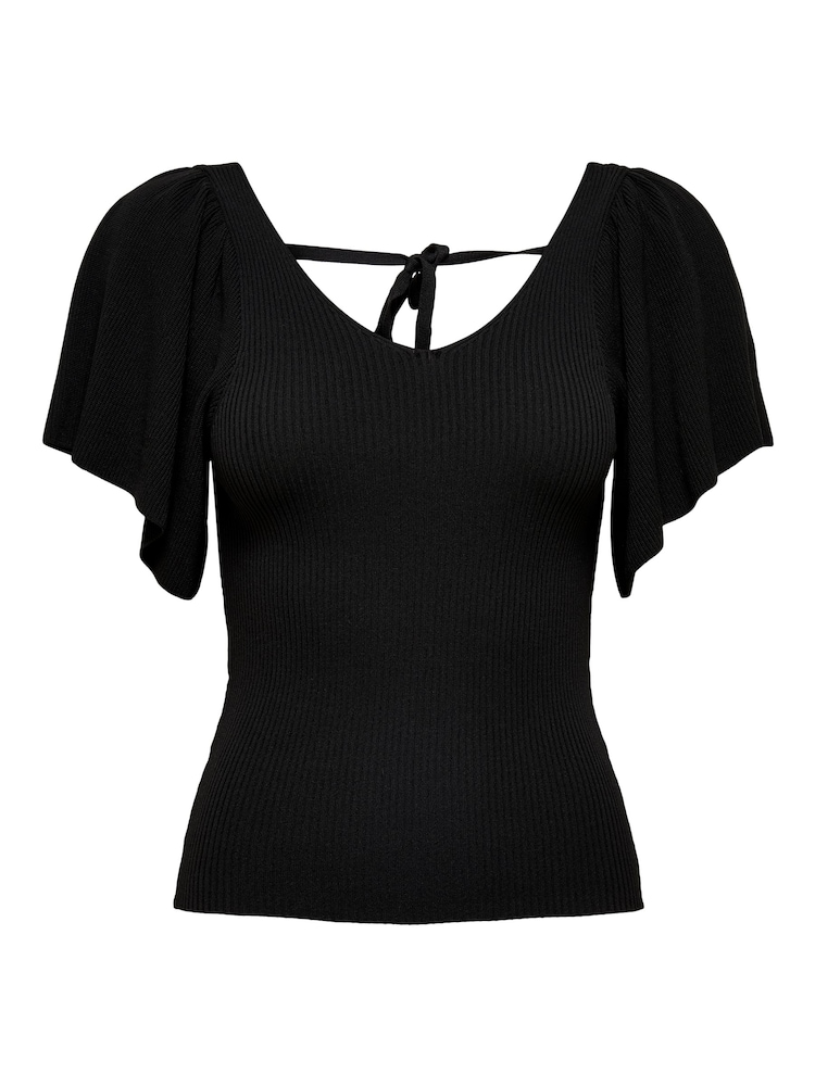 ONLY Black Frill Sleeve 100% Cotton Top - Image 5 of 5 ONLY Black Frill Sleeve 100% Cotton Top - Image 5 of 5