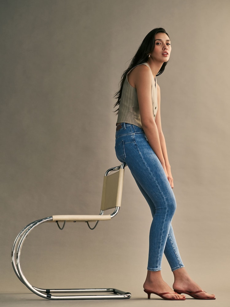 ONLY Blue 100% Cotton Power Push Up Skinny Jeans - Image 4 of 8