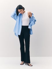 VERO MODA Black 100% Cotton Flared Trousers - Image 2 of 6