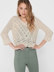 JDY Cream Crochet Lightweight Summer Jumper - Image 2 of 6