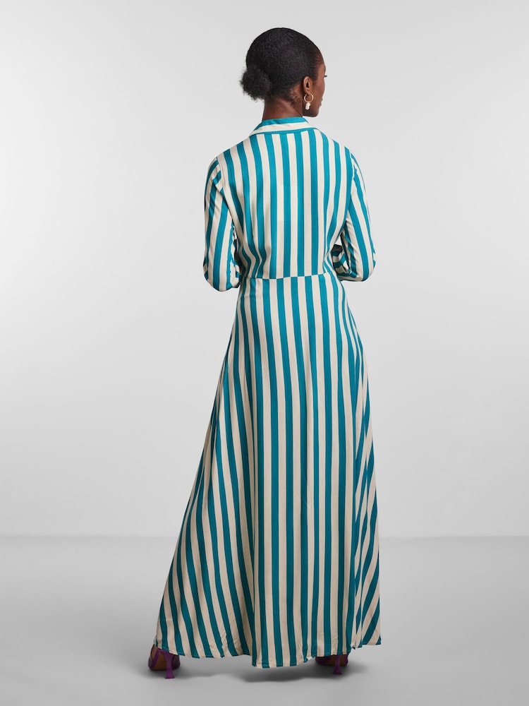 YAS Green Maxi Length Shirt Dress - Image 2 of 5