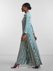 YAS Green Maxi Length Shirt Dress - Image 3 of 5