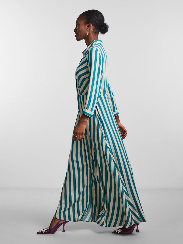 Verde - Rochie maxi tip cămașă YAS - Image 3 of 5