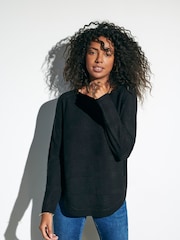 ONLY Black Textured Knitted 100% Cotton Jumper - Image 1 of 5