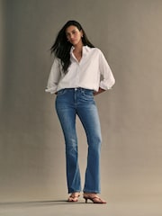 ONLY Light Blue Blush Mid Waist Flared Jeans With Super Stretch - Image 3 of 8