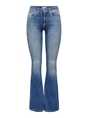 ONLY Light Blue Blush Mid Waist Flared Jeans With Super Stretch - Image 7 of 8