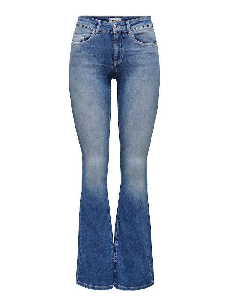 ONLY Light Blue Blush Mid Waist Flared Jeans With Super Stretch - Image 7 of 8
