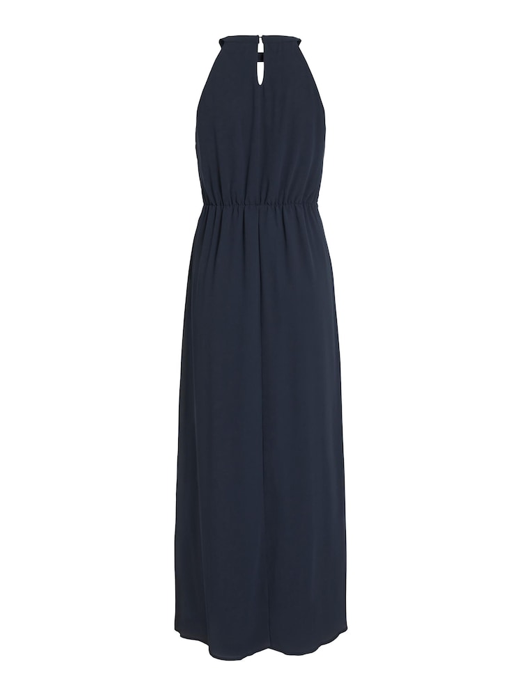 VILA Navy Blue Halterneck Flower Girl Lace Detail Occasion Maxi Dress - Image 4 of 4