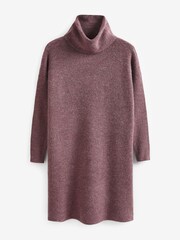 ONLY Burgundy Knitted Roll Neck Jumper Dress - Image 5 of 6