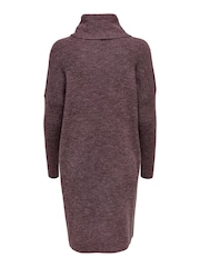 ONLY Burgundy Knitted Roll Neck Jumper Dress - Image 6 of 6