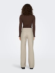 ONLY Cream High Waisted Wide Leg 100% Cotton Jeans - Image 3 of 7