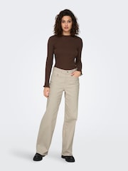 ONLY Cream High Waisted Wide Leg 100% Cotton Jeans - Image 4 of 7