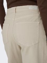 ONLY Cream High Waisted Wide Leg 100% Cotton Jeans - Image 6 of 7