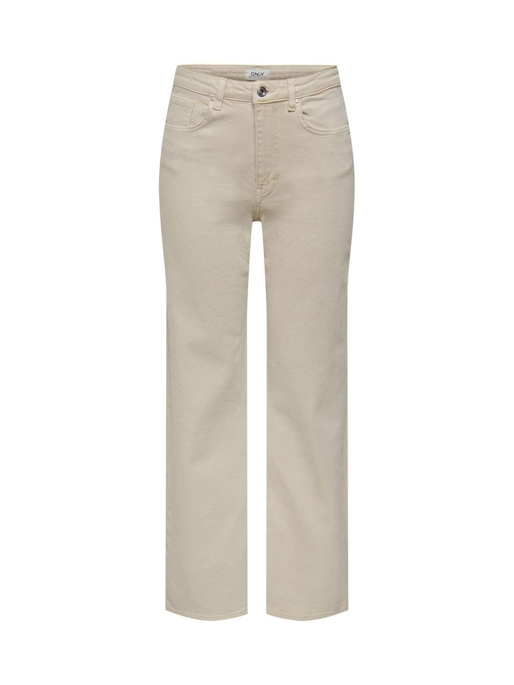 ONLY Cream High Waisted Wide Leg 100% Cotton Jeans - Image 7 of 7