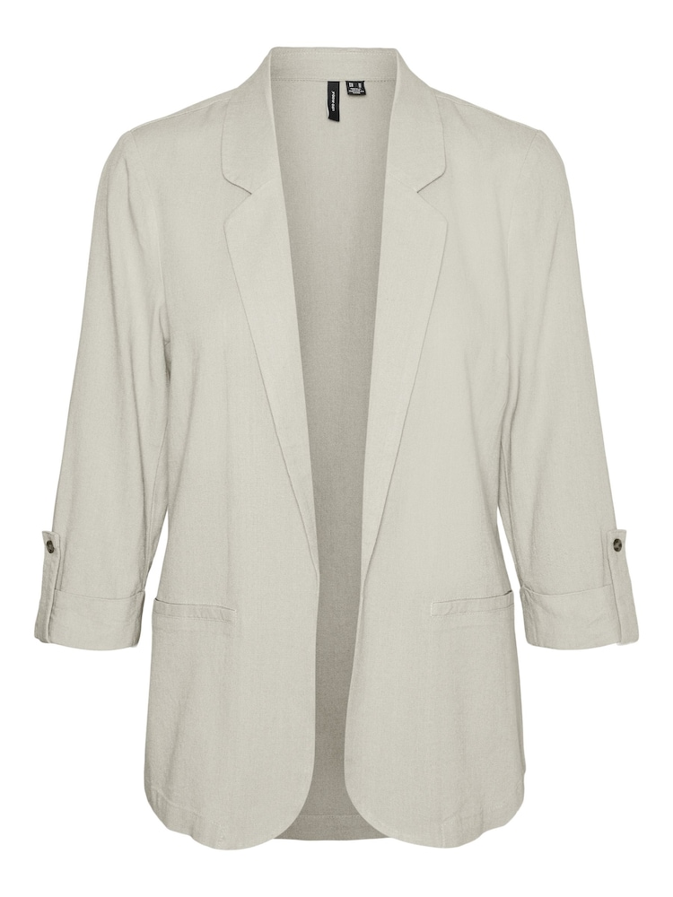 VERO MODA Natural Linen Blend Ruched Sleeve 100% Cotton Blazer - Image 5 of 5