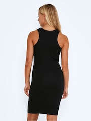 NOISY MAY Black Jersey Racer Neck Ribbed Dress - Image 2 of 5