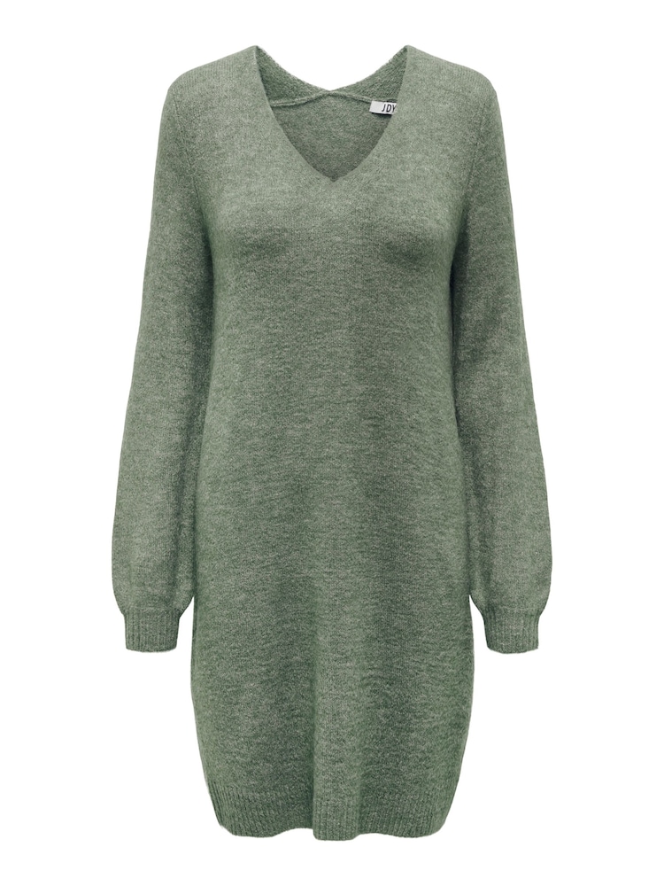 JDY Green V-Neck Knitted Jumper Dress - Image 6 of 6 JDY Green V-Neck Knitted Jumper Dress - Image 6 of 6