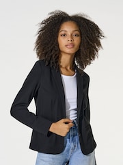 ONLY Black Button Up 100% Cotton Blazer - Image 1 of 6