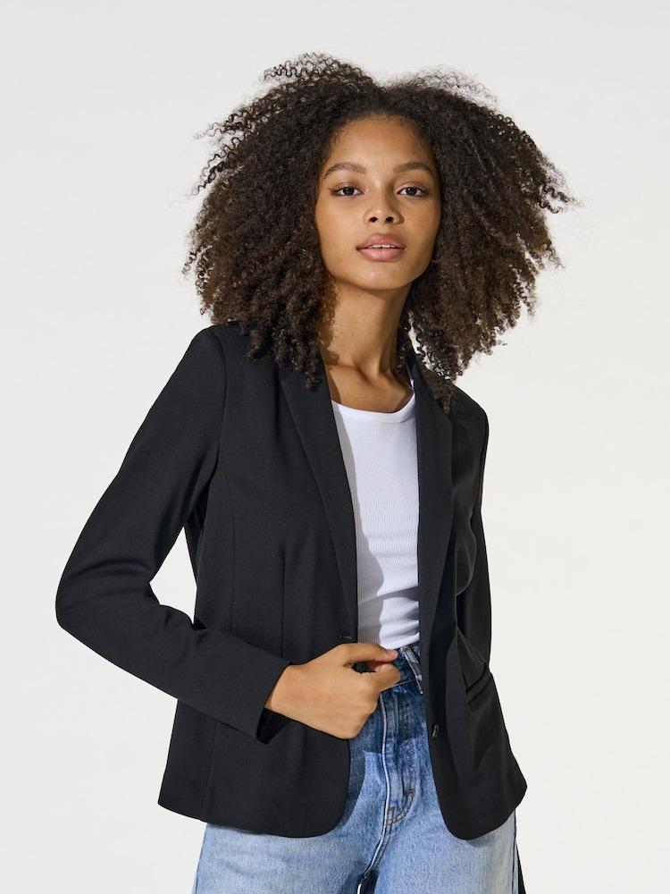 ONLY Black Button Up 100% Cotton Blazer - Image 1 of 6