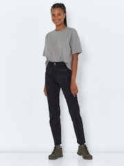 NOISY MAY Black 100% Cotton High Waisted Straight Leg Jeans - Image 1 of 5