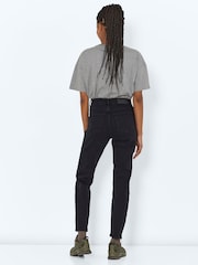 NOISY MAY Black 100% Cotton High Waisted Straight Leg Jeans - Image 2 of 5