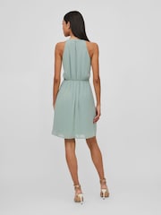 VILA Green Halter Neck Tulle Fit And Flare Dress - Image 2 of 7