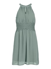 VILA Green Halter Neck Tulle Fit And Flare Dress - Image 6 of 7