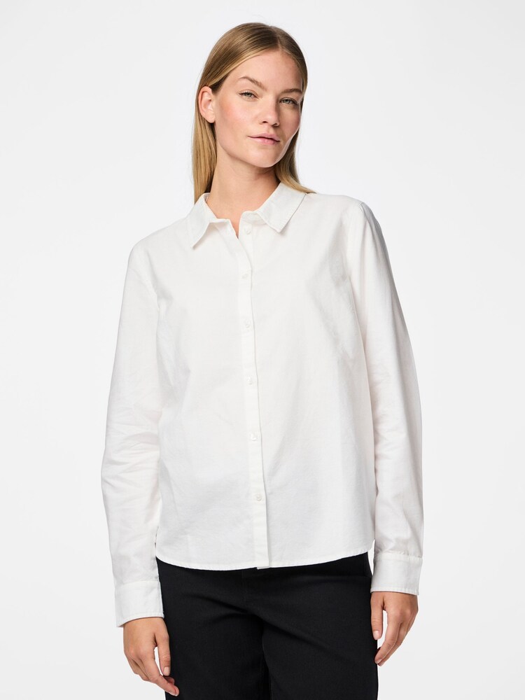 PIECES White Classic Oxford Workwear 100% Cotton Shirt - Image 1 of 4